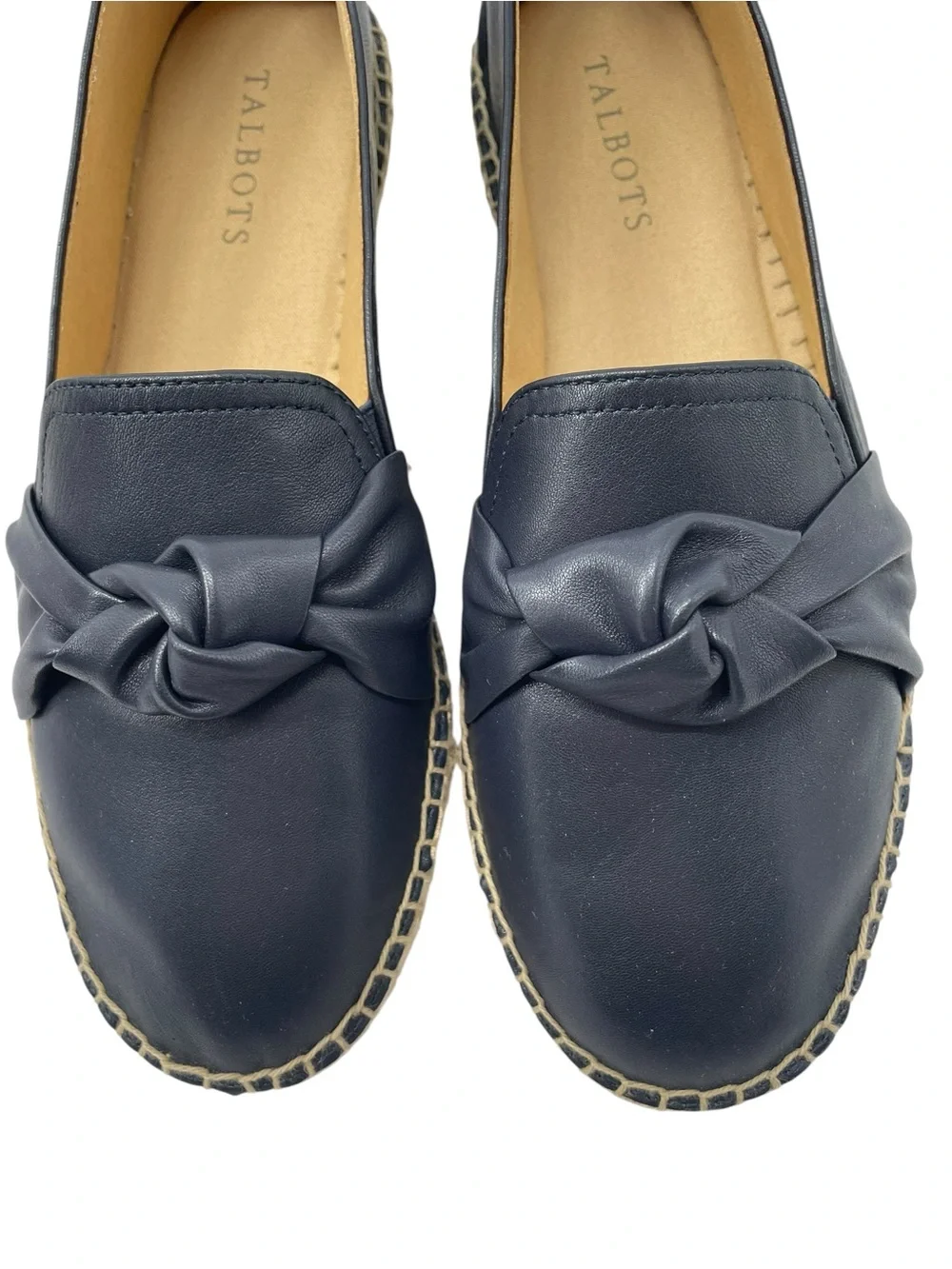 Talbots 100% Leather Chic Timeless Versatile Office Izzy Knot Espadrilles Sz 8M